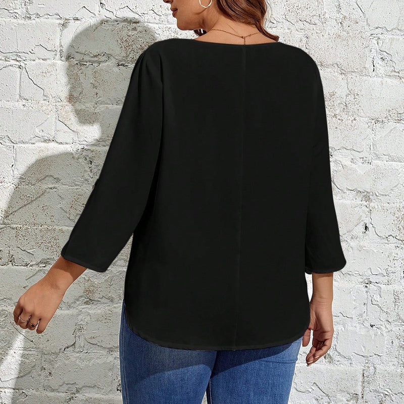 Blusa Feminina Decote V Pequeno Sabrina. Plus Size