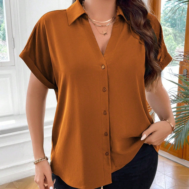 Blusa Feminina  Manga Curta Aurora. Plus size