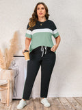 Conjunto Feminino  Gola Redonda Manga Regular Rossana. Plus Size