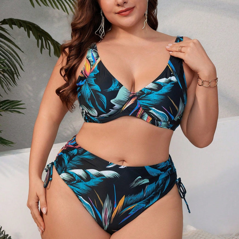 Biquíni Feminino Decote V Pequeno Cintura Alta Charlotte. Plus Size