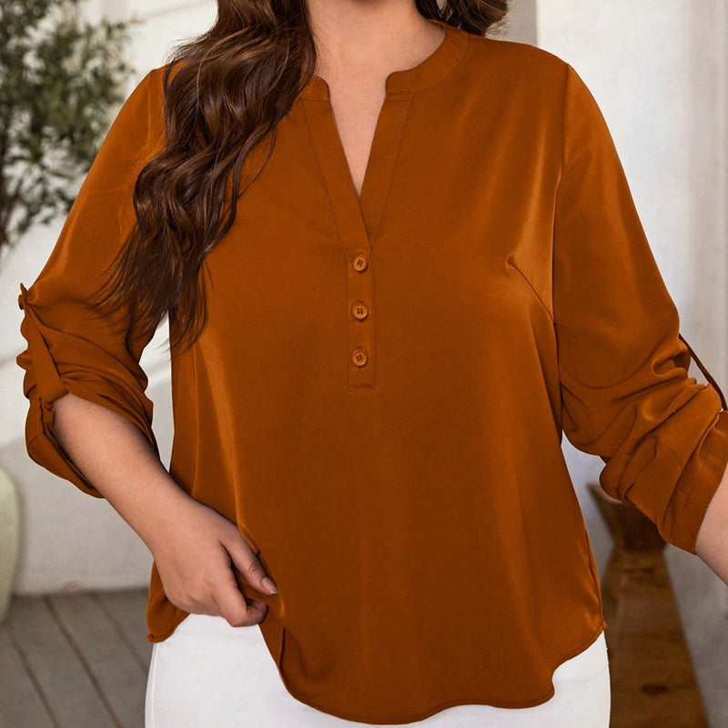 Blusa Feminina de Decote V entalhado Verona, Plus Size