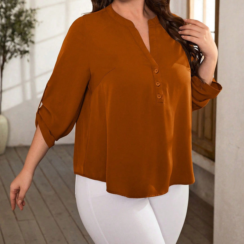 Blusa Feminina de Decote V entalhado Verona, Plus Size