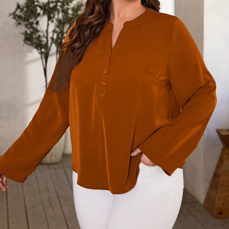 Blusa Feminina de Decote V entalhado Verona, Plus Size