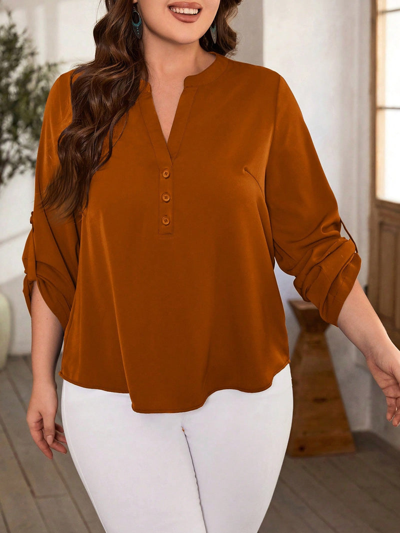 Blusa Feminina de Decote V entalhado Verona, Plus Size