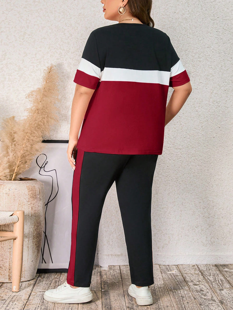 Conjunto Feminino  Gola Redonda Manga Regular Rossana. Plus Size